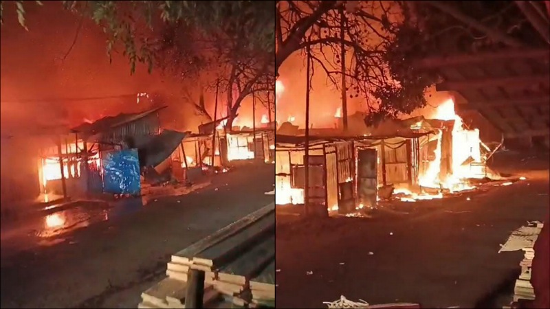 Kebakaran di Area Belakang Pasar Alok Sikka