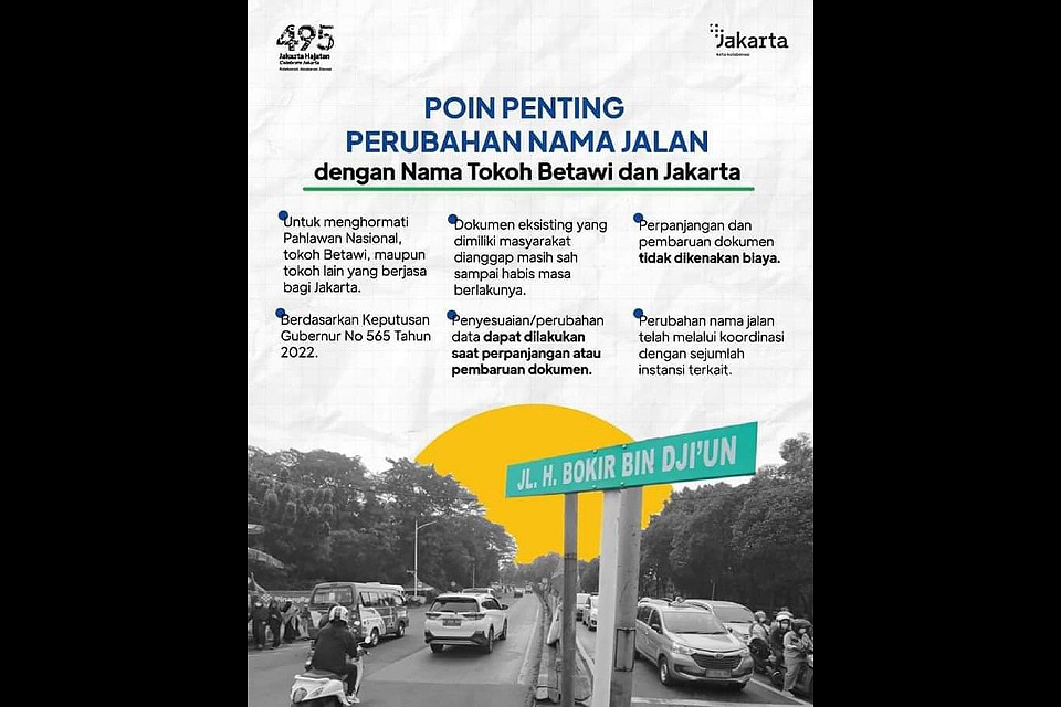 Perubahan Nama Ruang Publik Jakarta, Dokumen Administrasi Lama Tetap Berlaku